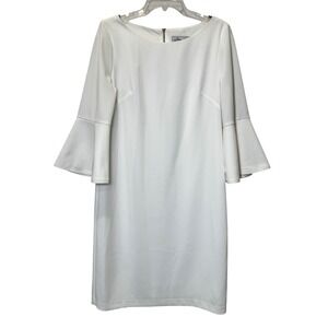 Jessica H Wedding Bridal Dress Size 16 Elegant Women's White Bell Sleeve Sheath